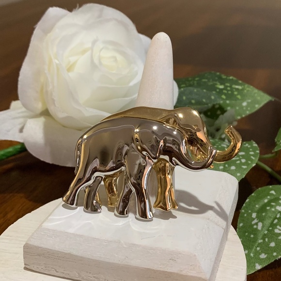 Liz Claiborne Jewelry - Vintage Shining Silver and Gold Tone Elephant Brooch.